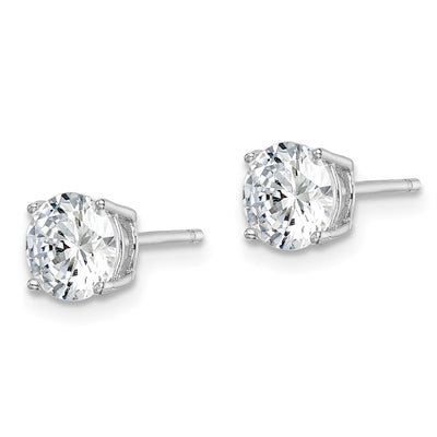 Sterling Silver Rhodium-plated Polished Round CZ Stud Earrings, 6 x 6mm