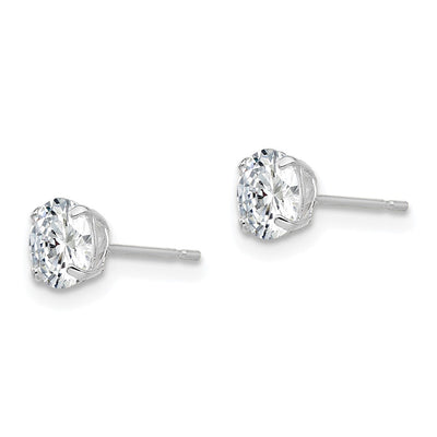 Sterling Silver Rhodium-plated Polished Round CZ Stud Earrings, 5 x 5mm