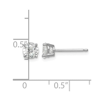 Sterling Silver Rhodium-plated Polished Round CZ Stud Earrings, 5 x 5mm