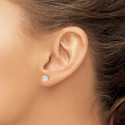 Sterling Silver Rhodium-plated Polished Square CZ Stud Earrings, 5 x 5mm
