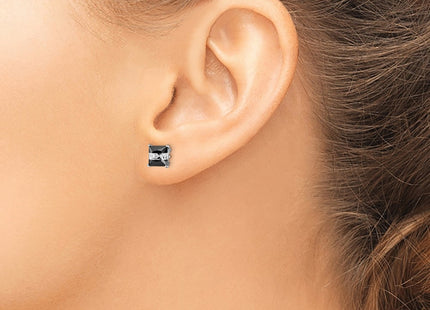 Sterling silver cubic zirconia stud earrings, another view