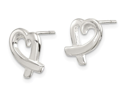Sterling silver heart earrings, alternate view