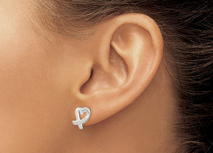 Sterling silver heart earrings, another view