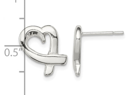 Sterling silver heart earrings, further view