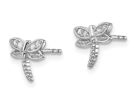 Sterling silver cubic zirconia dragonfly earrings, alternate view