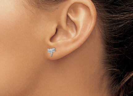 Sterling silver cubic zirconia dragonfly earrings, another view