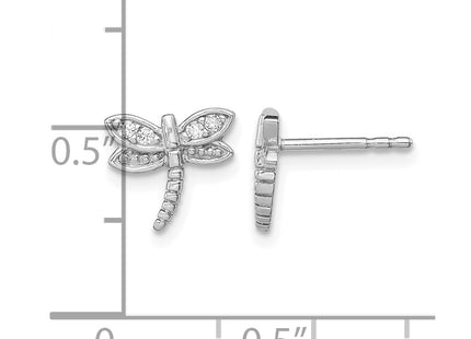 Sterling silver cubic zirconia dragonfly earrings, further view
