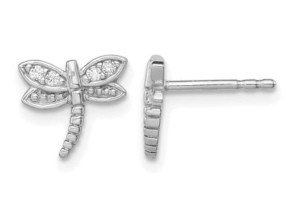 Sterling silver cubic zirconia dragonfly earrings
