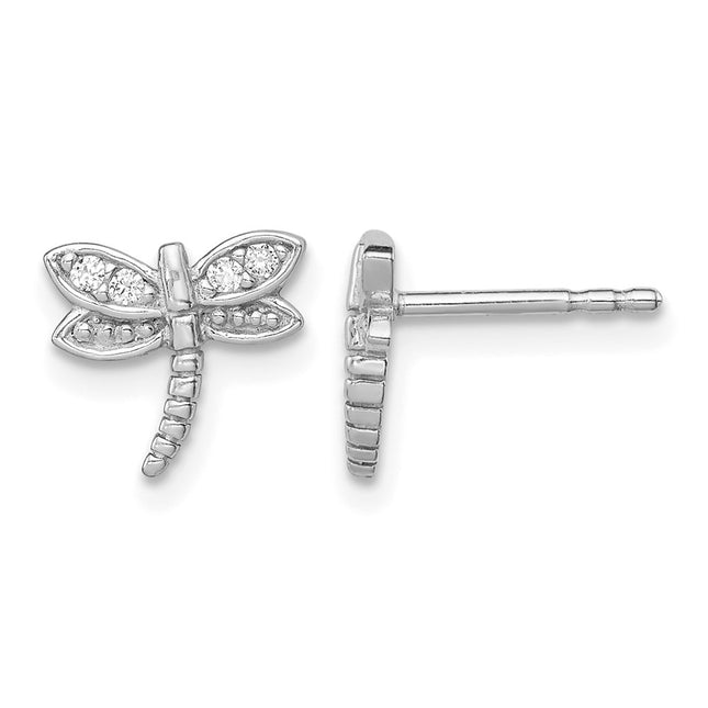 Sterling silver cubic zirconia dragonfly earrings