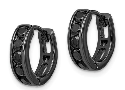 Sterling silver cubic zirconia hoop earrings, alternate view