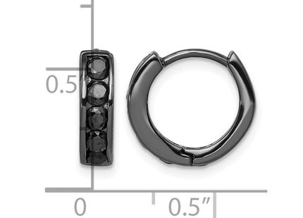 Sterling silver cubic zirconia hoop earrings, further view