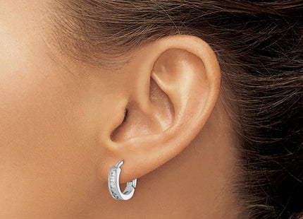 Sterling Silver Rhodium-plated CZ Hinged Earrings (Style QE9267)