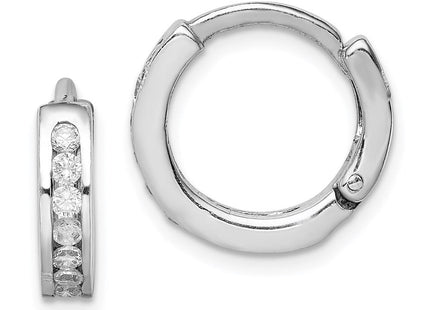 Sterling Silver Rhodium-plated CZ Hinged Earrings (Style QE9267)