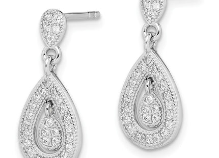 Sterling silver cubic zirconia drop earrings, alternate view