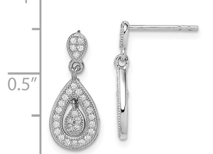 Sterling silver cubic zirconia drop earrings, further view