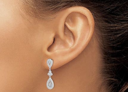Sterling silver cubic zirconia drop earrings, another view