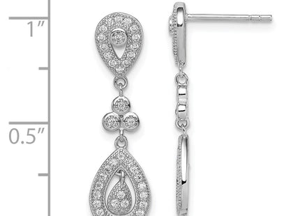 Sterling silver cubic zirconia drop earrings, further view