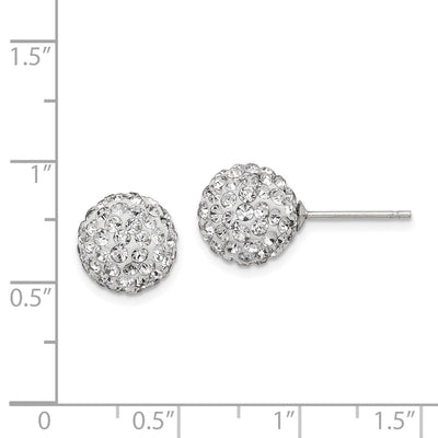 Sterling Silver Rhodium-plated White Czech Crystal Post Earrings