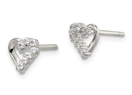 Sterling silver cubic zirconia heart earrings, alternate view