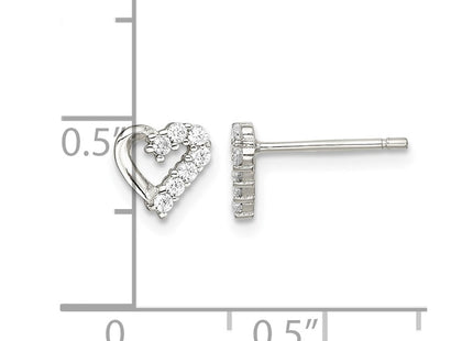 Sterling silver cubic zirconia heart earrings, further view