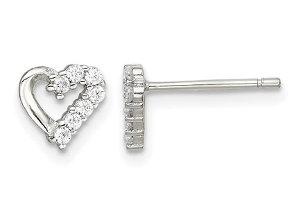 Sterling silver cubic zirconia heart earrings