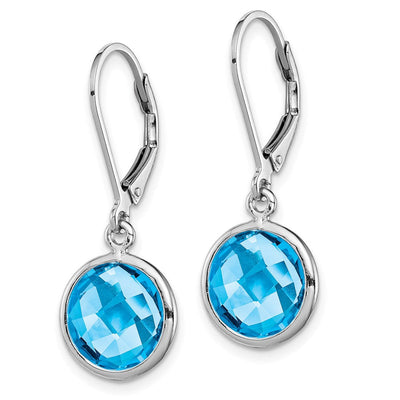 Sterling Silver Rhodium-plated Blue Topaz Earrings, 28 x 11mm