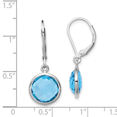 Sterling Silver Rhodium-plated Blue Topaz Earrings, 28 x 11mm
