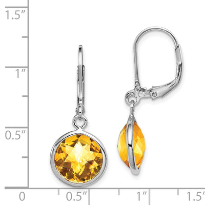 Sterling Silver Rhodium-plated Citrine Earrings, 28 x 11mm