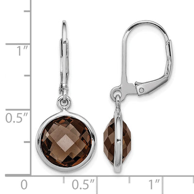 Sterling Silver Rhodium-plated Smoky Quartz Earrings, 28 x 11mm