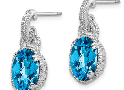 Sterling silver blue topaz earrings, alternate view