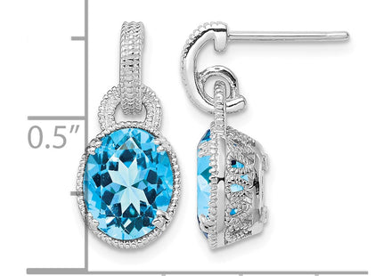 Sterling silver blue topaz earrings, further view