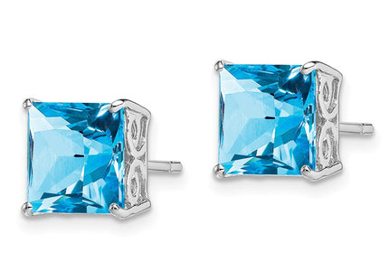Sterling silver blue topaz earrings, alternate view