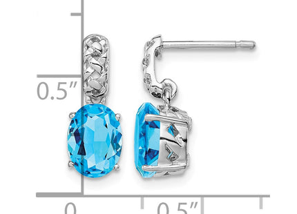 Sterling silver blue topaz earrings, further view