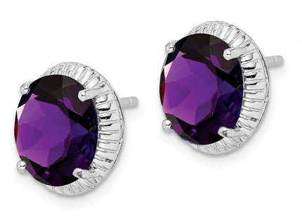 Sterling Silver Rhodium-plated Amethyst Earrings