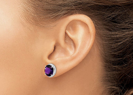 Sterling Silver Rhodium-plated Amethyst Earrings