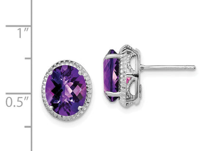 Sterling Silver Rhodium-plated Amethyst Earrings
