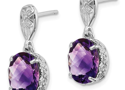 Sterling silver amethyst earrings, alternate view