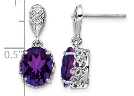 Sterling silver amethyst earrings, further view