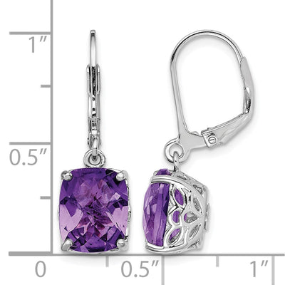 Sterling Silver Rhodium-plated Amethyst Earrings, 26 x 8mm