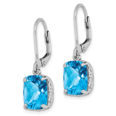 Sterling Silver Rhodium-plated Blue Topaz Earrings, 26 x 8mm