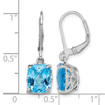 Sterling Silver Rhodium-plated Blue Topaz Earrings, 26 x 8mm