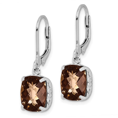 Sterling Silver Rhodium-plated Smoky Quartz Earrings, 26 x 8mm