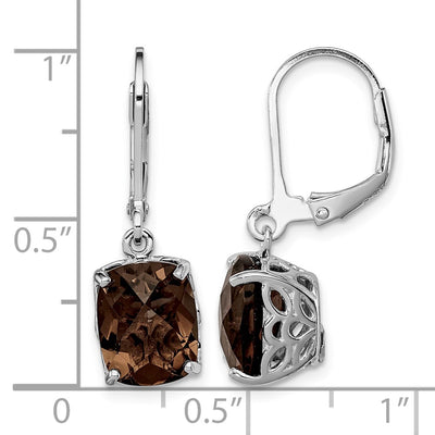 Sterling Silver Rhodium-plated Smoky Quartz Earrings, 26 x 8mm