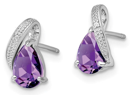 Sterling silver diamond earrings, alternate view