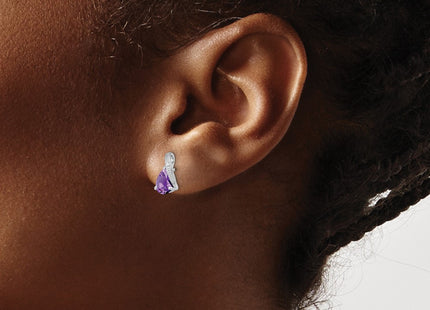 Sterling silver diamond earrings, another view