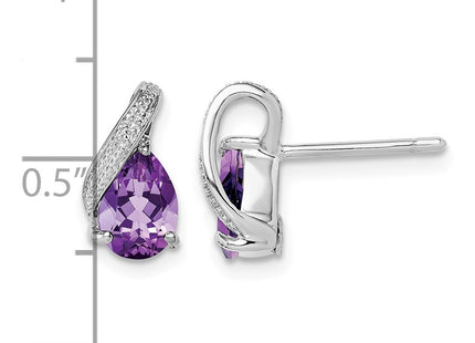 Sterling silver diamond earrings, further view