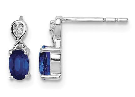 Sterling silver diamond oval earrings