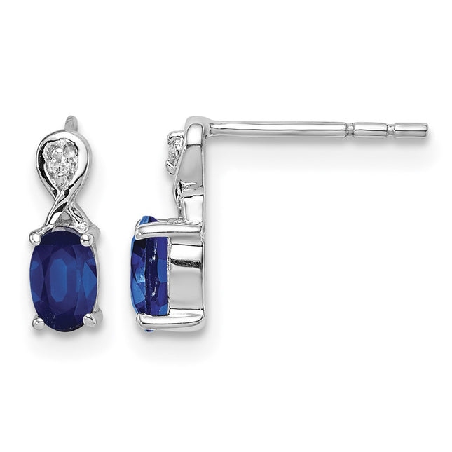 Sterling silver diamond oval earrings