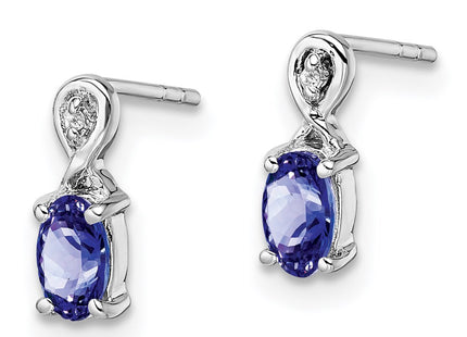 Sterling silver diamond oval earrings, alternate view