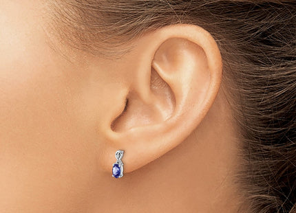 Sterling silver diamond oval earrings, another view